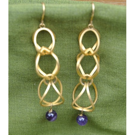 Gold Amethest Drop Earrings